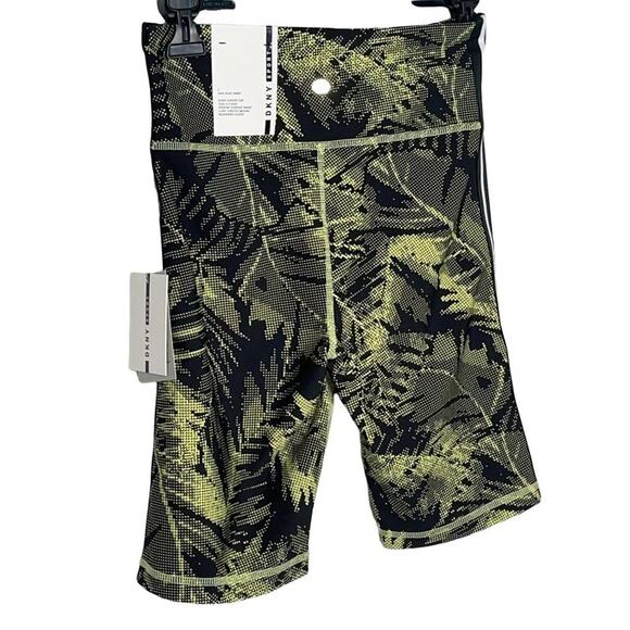 Dkny Sport Pixel Palm-Print High-Waist Bike Shorts Black, green S - Picture 11 of 11